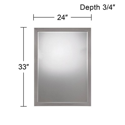 Elegant Rectangular Brushed Nickel Beveled Wall Mirror 37"x28"
