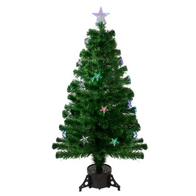 Northlight 4' Prelit Artificial Christmas Tree LED Fiber Optic with Color Changing Stars