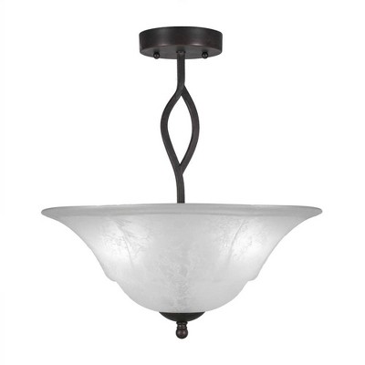 Toltec Lighting Revo 3 - Light Flush Mount in  Dark Granite with 16" White Marble Shade