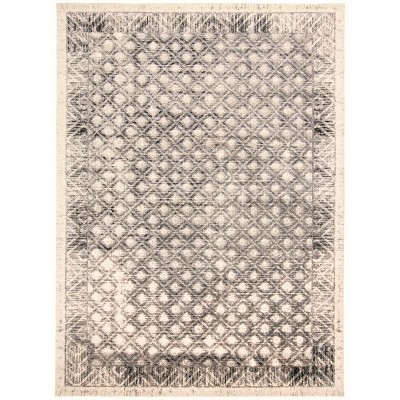 Kano Transitional Diamond Ivory/Black/Taupe Area Rug