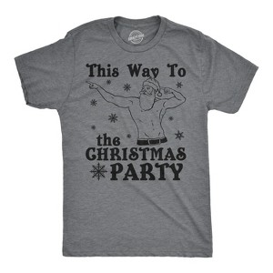 Mens This Way To The Christmas Party Funny Fit Santa Holiday T shirt - Crazy Dog Men's T Shirt - 1 of 4
