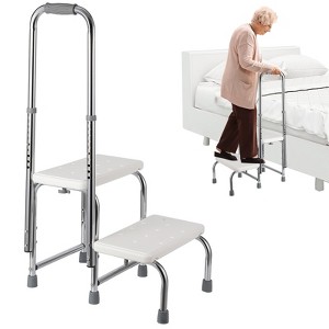 Step Stool with Handle,Adjustable Height Handrail 8.5-16.5in, Non-Slip Platform,450 LBS Capacity,Foot Stool for Elderly,Disabled,for Bedside Bathtub - 1 of 4