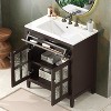KWPZQEB 30" Bathroom Vanity with Ceramic Sink, Vanity Cabinet with Textured Glass Doors, Tip-Out Tray & Adjustable Shelf, Floor Storage Cupboard - 3 of 4