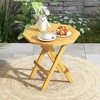 Tangkula Patio Folding Side Table w/ X-shaped Legs & Slatted Tabletop for Backyard - 2 of 4