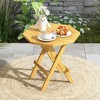 Tangkula Patio Folding Side Table w/ X-shaped Legs & Slatted Tabletop for Backyard - image 2 of 4