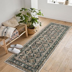 Faux Sheepskin Area Rug, Washable Runner Rug, Stain Resistant, Foldable & Non-Slip Boho Print Carpet for Living Room, Bedroom, Office - 1 of 4