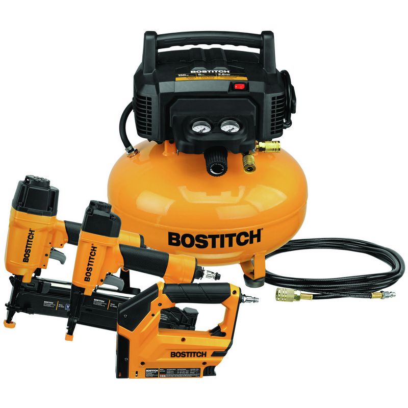 Bostitch 3-Piece Nailer/ 0.8 HP 6 Gallon Oil-Free Pancake Air Compressor Combo Kit, 1 of 3