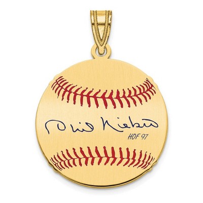 Black Bow Jewelry 14K Gold Plated Phil Niekro Signature SM Enamel Baseball Pendant