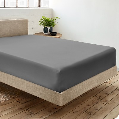 Gray Organic Cotton Percale Queen Fitted Sheet Set