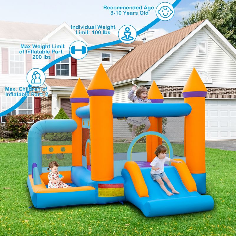 Costway 5-in-1 Inflatable Bounce Castle Kids Jumping Bouncer with Ocean Balls & 735W Blower, 2 of 11