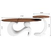 KWPZQEB Luxury Nesting Coffee Table Set of 2, Oval Center Table and Round End Table w/ Curved Metal Base, Modern Cocktail Table for Living Room,White - 4 of 4