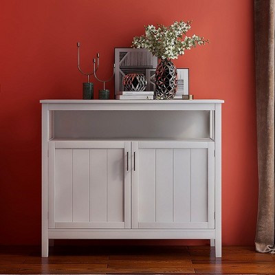 Sideboard Buffet Storage Cabinet 2 Doors & 1 Open Storage Shelf Sideboard Buffet,abstract,39.96''L x15.75''W x34.06''H,white