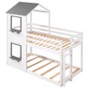 Twin Over Twin Bunk Bed Wood Bed with Roof, Window, Guardrail, Ladder - 3 of 4