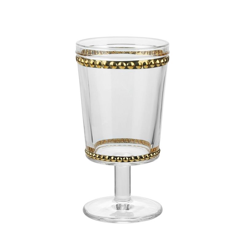 American Atelier 13-Ounce Wine Glasses Set of 4 Vintage Style Wine Goblets, Gold Beaded Design, Dishwasher Safe Glassware, 13 oz., 5 of 9