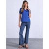 INSPIRE CHIC Women's Peter Pan Collar Puff Short Sleeve Button Cuff Elegant Blouse - 3 of 4