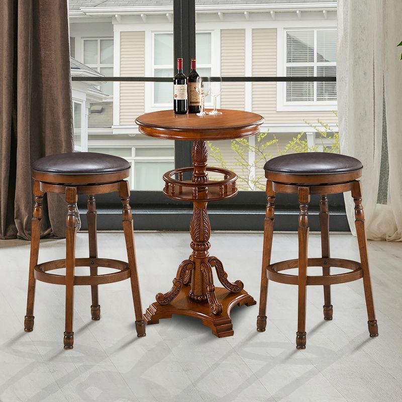 Costway Set of 2 29'' Swivel Bar Stool Leather Padded Dining Kitchen Pub Chair Backless, 4 of 11