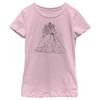 Girl's Disney Princesses Line Art T-Shirt