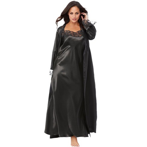 Amoureuse Women's Plus Size The Luxe Satin Long Peignoir Set : Target