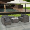 NicBex 4 Piece Outdoor PE Wicker Furniture Set with 2 Sofa,1 Ottoman and Tempered Glass Top Coffee Table for Garden,Patio - 2 of 4