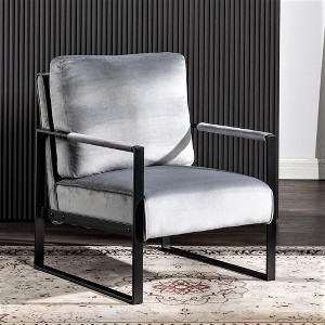 PAGED PU Leather Upholstered Accent Chair with Metal Frame, Mid Century Arm Chair for Bedroom, Reading Room, Black - 1 of 4