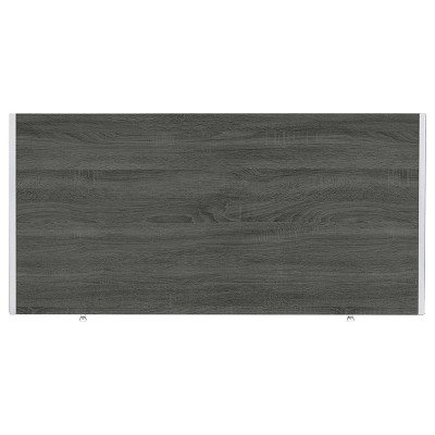 Weathered Gray Contemporary Home Office Desk with Chrome Accents and Dual Drawers