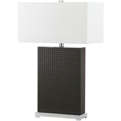 Joyce 27.75" Grey Faux Leather Table Lamp Set