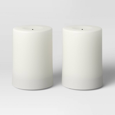 Photo 1 of 2pk Resin Outdoor Flickering Flameless LED Candles White - Room Essentials