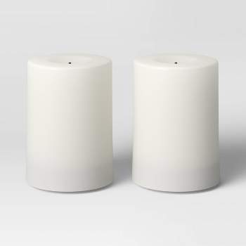 2pk Resin Outdoor Flickering Flameless LED Candles White - Room Essentials™