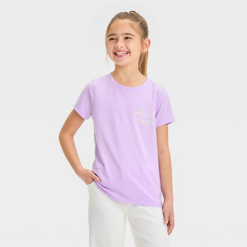 Girls' Short Sleeve 'Be Kind' Graphic T-Shirt - Cat & Jack™ Lavender M