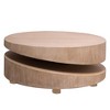31.3" Natural Wood Round Accent Coffee Table - 3 of 4