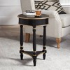 55 Downing Street Cason Vintage Wood Round Accent Side End Table 18 1/4" Wide with Shelf Black Gold Trim for Living Room Bedroom Bedside Entryway Home - 2 of 4