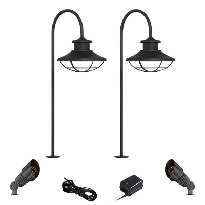 John Timberland Braden Textured Black 6-Piece LED Path and Spot Light Set