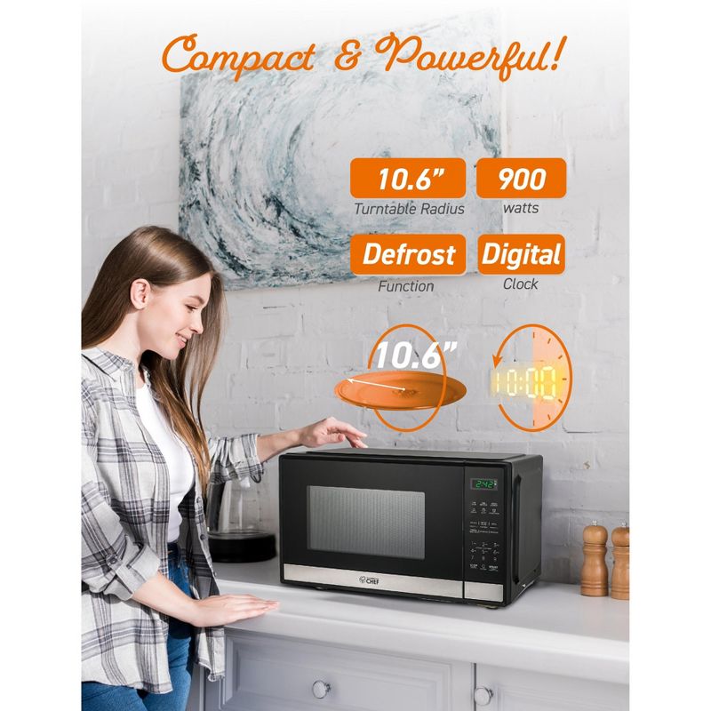 COMMERCIAL CHEF Countertop Microwave Oven 0.9 Cu. Ft. 900W, 5 of 9