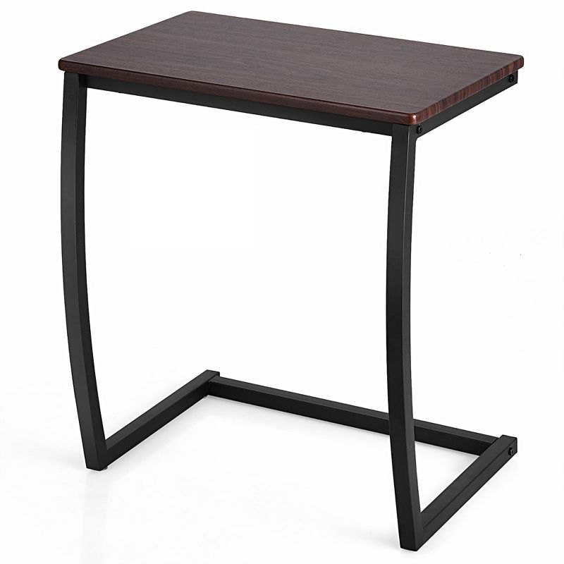 Costway Sofa Side End Table C-shaped Coffee Tray Laptop Snack Stand with Steel Frame, 1 of 11