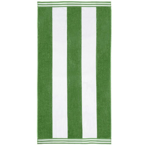 Cabana Stripe Oversized Cotton Beach Towel, Set Of 2, Dark Green