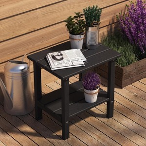 Tree City Double Outdoor Side Table, 2-Tier Weather-Resistant Patio End Table for Backyard, Porch & Pool, Durable HDPE Small Table - 1 of 4