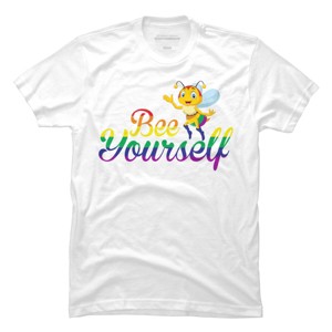 Adult Design By Humans Bee Yourself Rainbow Pride By AmusingDesignCo T-Shirt - 1 of 2