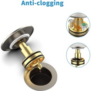 Bathroom Sink Drain with Overflow - Big Cap Pop up Drain Fit for Large Undermount Sink with Standard 1 3/4" Drain Opening,Brushed Nickel - 1 of 4