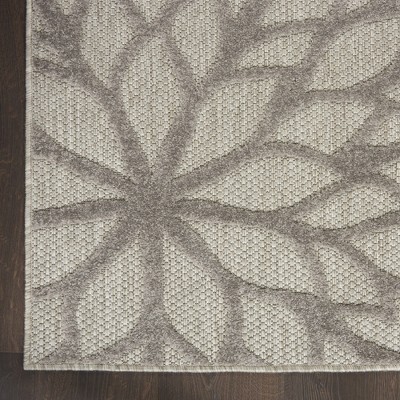 Aloha Silver Grey Floral Bloom 2' x 6' Synthetic Runner Rug