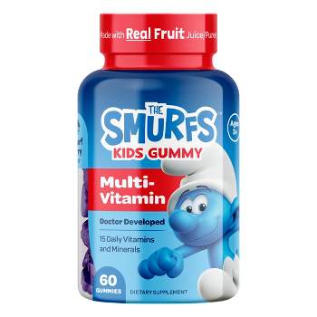 Smurfs Multivitamin Kids Vitamin Gummies, Includes 15 Daily Vitamins & Minerals, Smurfs Berry Flavored, 60ct