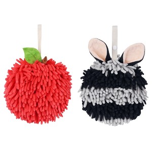 REGALWOVEN 2 Pcs Comfortable Soft Absorbent Chenille Ball Fuzzy Hand Towels - 1 of 4