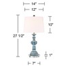 Regency Hill Tanya Coastal Country Cottage Table Lamps Set of 2 with Round Risers 27 1/2" Tall Blue Wash White Fabric Shade for Bedroom Living Room - 4 of 4