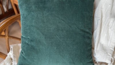 18x18 Green Corduroy Velvet Throw Pillow with Cotton and Polyester