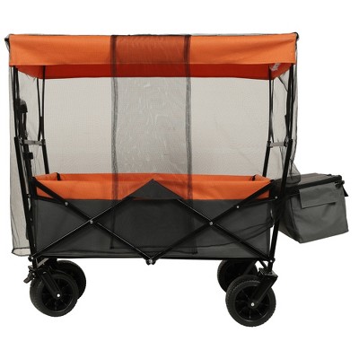 SKRAN 480Lbs Collapsible Wagon with Canopy with Removable  Canopy with All-Terrain Wheels & Mosquito net,for Camping,for Camping, Shopping