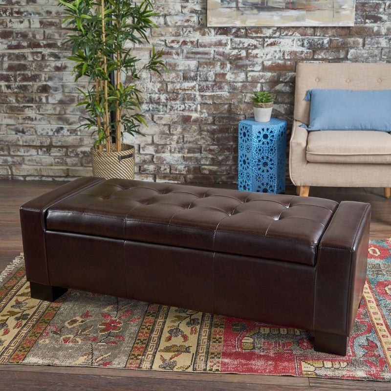 Guernsey Leather Storage Ottoman Bench - Christopher Knight Home, 3 of 8