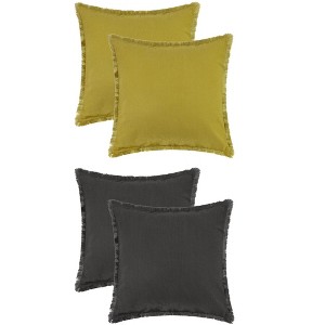 Unique Bargains 4 Pcs Cotton Decorative Throw Pillow Cover with Tassel Trim for Farmhouse Sofa Couch Bed - 1 of 4