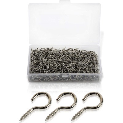 Okuna Outpost 500 Pack Vinyl Coated Screw Eye Hooks, Cup Hook, Silver, 0.8"