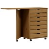 vidaXL Rolling Cabinet Honey brown Solid pine wood, engineered wood, plastic - 2 of 4