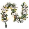 GustoWave 6 FT Pre-Lit Christmas Garland with 20 LED Lights & 8 Modes, Artificial Green Rattan Garland with Glitter Bows, Pine Cones - 2 of 4
