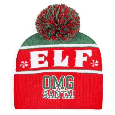 Elf The Movie Embroidered OMG Santa! Cuff Pom Christmas Adult Beanie Hat